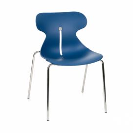 Stohovateľná stolička Mineta 4L - tmavomodrá / chróm