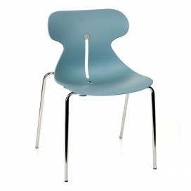 Stohovateľná stolička Mineta 4L - svetlomodrá / chróm