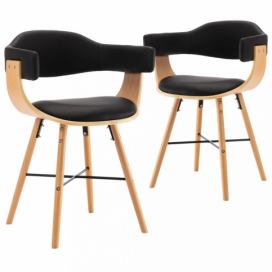 Jedálenská stolička 2 ks ohýbané drevo / umelá koža Dekorhome Čierna / svetlohnedá
