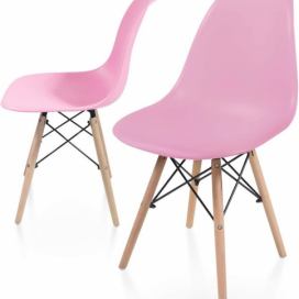 Sada stoličiek s plastovým sedadlom, 2 ks, ružové